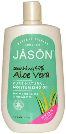 Moisturizing Gel, Aloe Vera, 16 oz (454 g) by Jason Natural, 沐浴，美容，蘆薈乳液乳液凝膠 HK 香港