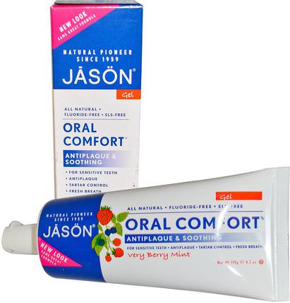 Oral Comfort, Antiplaque & Soothing Tooth Gel, Very Berry Mint, 4.2 oz (119 g) by Jason Natural, 洗澡，美容，牙膏 HK 香港