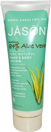 Pure Natural Hand & Body Lotion, Soothing 84% Aloe Vera, 8 oz (227 g) by Jason Natural, 沐浴，美容，潤膚露，蘆薈乳液乳液凝膠 HK 香港