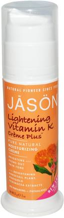 Pure Natural Moisturizing Crme, Lightening Vitamin K Crme Plus, 2 oz (57 g) by Jason Natural, 美容，面部護理，面霜乳液，精華素，美白面部護理 HK 香港