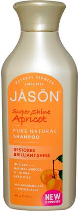 Pure Natural Shampoo, Super Shine Apricot, 16 fl oz (473 ml) by Jason Natural, 洗澡，美容，洗髮水，頭髮，頭皮，護髮素 HK 香港