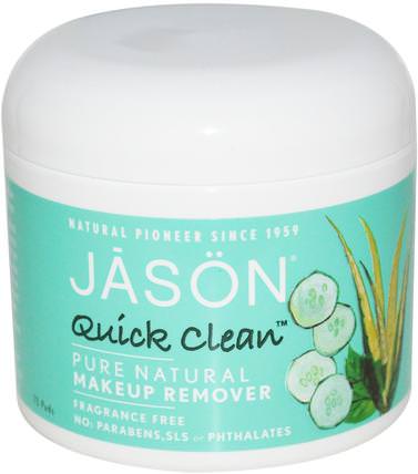 Quick Clean, Makeup Remover, Fragrance Free, 75 Pads by Jason Natural, 美容，面部護理，洗面奶，沐浴，卸妝 HK 香港