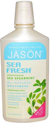 Sea Fresh, Mouthwash, Sea Spearmint, 16 fl oz (473 ml) by Jason Natural, 洗澡，美容，口腔牙齒護理，漱口水 HK 香港