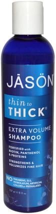 Thin to Thick, Extra Volume Shampoo, 8 fl oz (237 ml) by Jason Natural, 洗澡，美容，洗髮水，水楊酸 HK 香港