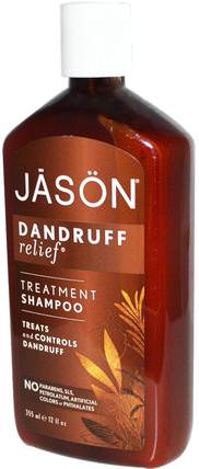 Treatment Shampoo, Dandruff Relief, 12 fl oz (355 ml) by Jason Natural, 沐浴，美容，牛皮癬和濕疹，洗髮水 HK 香港
