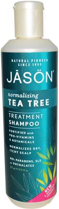 Treatment Shampoo, Normalizing Tea Tree, 17.5 fl oz (517 ml) by Jason Natural, 洗澡，美容，頭髮，頭皮，洗髮水 HK 香港