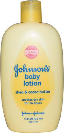 Baby Lotion, Shea & Cocoa Butter, 15 fl oz (443 ml) by Johnsons Baby, 洗澡，美容，潤膚露，嬰兒潤膚露 HK 香港