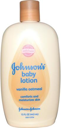 Baby Lotion, Vanilla Oatmeal, 15 fl oz (443 ml) by Johnsons Baby, 洗澡，美容，潤膚露，嬰兒潤膚露 HK 香港