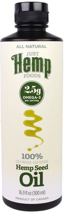 Hemp Seed Oil, Cold Pressed, 16.9 fl oz (500 ml) by Just Hemp Foods, 補充劑，efa omega 3 6 9（epa dha），大麻製品，大麻籽油，食品，食用油酒和醋 HK 香港