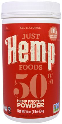 50% Hemp Protein Powder, 16 oz (454 g) by Just Hemp Foods, 補充劑，efa omega 3 6 9（epa dha），大麻製品，大麻蛋白粉 HK 香港
