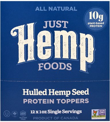 Hulled Hemp Seed Protein Toppers, 12 Packets, 1 oz (30 g) Each by Just Hemp Foods, 補充劑，efa omega 3 6 9（epa dha），大麻製品，食品，堅果籽粒 HK 香港