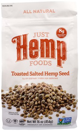 Toasted Salted Hemp Seed, 16 oz (450 g) by Just Hemp Foods, 補充劑，efa omega 3 6 9（epa dha），大麻製品，食品，堅果籽粒 HK 香港