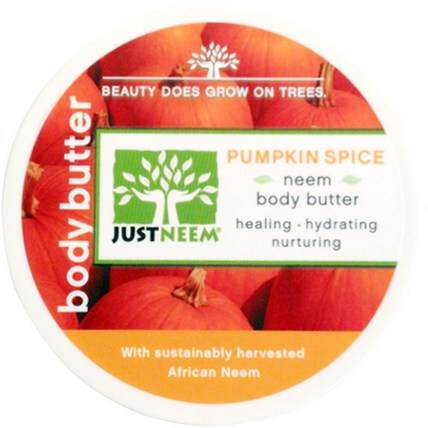 Pumpkin Spice Neem Body Butter, 4 oz (113 g) by Just Neem, 洗澡，美容，油，健康，皮膚，身體黃油 HK 香港