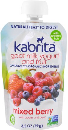 Goat Milk Yogurt and Fruit, Mixed Berry with Apple and Pear, 3.5 oz (99 g) by Kabrita, 兒童健康，兒童食品，嬰兒餵養，食物 HK 香港