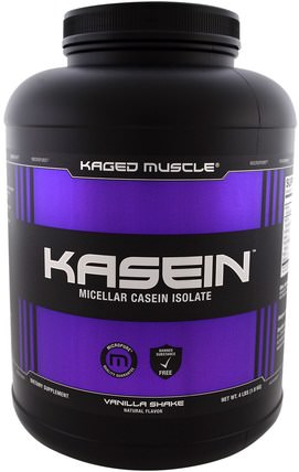 Kasein, Micellar Casein Isolate, Vanilla Shake, 4 lbs (1.8 kg) by Kaged Muscle, 補品，蛋白質，肌肉 HK 香港