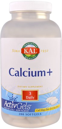 Calcium+, 200 Softgels by KAL, 補品，礦物質，鈣 HK 香港