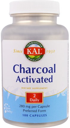 Charcoal Activated, 280 mg, 100 Capsules by KAL, 健康 HK 香港