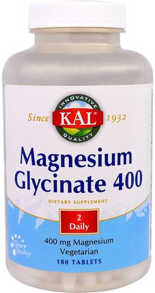 Magnesium Glycinate 400, 400 mg, 180 Tablets by KAL, 健康 HK 香港