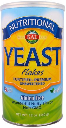 Nutritional, Yeast Flakes, Unsweetened, 12 oz (340 g) by KAL, 食品，烘焙助劑，啤酒酵母 HK 香港