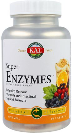 Super Enzymes, 60 Tablets by KAL, 補充劑，酶 HK 香港