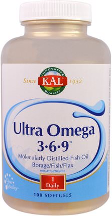 Ultra Omega 3 - 6 - 9, 100 Softgels by KAL, 補充劑，efa omega 3 6 9（epa dha） HK 香港