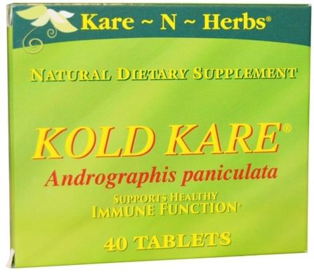 Kold Kare, 40 Tablets by Kare n Herbs, 補充劑，抗生素，穿心蓮 HK 香港