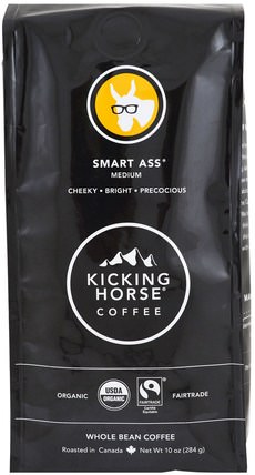 Smart Ass, Medium, Whole Bean Coffee, 10 oz (284 g) by Kicking Horse, 食物，咖啡，咖啡粉和飲料 HK 香港