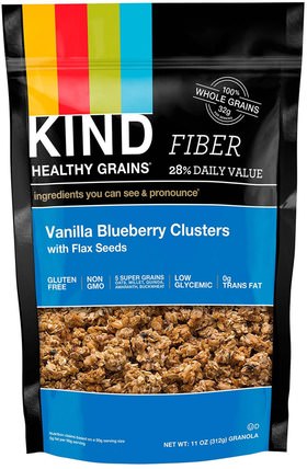 Healthy Grain, Vanilla Blueberry Clusters with Flax Seeds, 11 oz (312 g) by KIND Bars, 食品，堅果種子穀物，食品，穀物 HK 香港