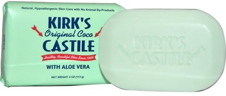 Original Coco Castile Bar Soap, with Aloe Vera, 4 oz (113 g) by Kirks, 洗澡，美容，肥皂 HK 香港