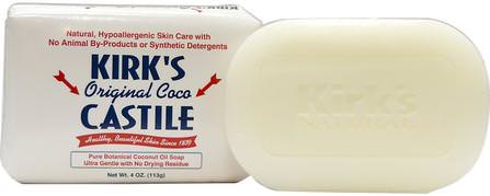 Original Coco Castile Soap Bar, 4 oz (113 g) by Kirks, 洗澡，美容，肥皂 HK 香港