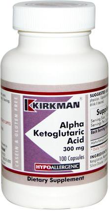 Alpha Ketoglutaric Acid, 300 mg, 100 Capsules by Kirkman Labs, 補充劑，akg（α-酮戊二酸），健康 HK 香港