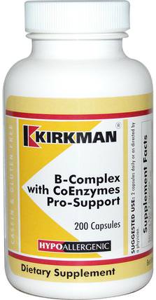 B-Complex with CoEnzymes Pro-Support, 200 Capsules by Kirkman Labs, 維生素，維生素b複合物 HK 香港