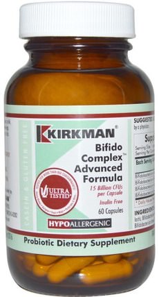 Bifido Complex Advanced Formula, 60 Capsules (Ice) by Kirkman Labs, 冰鎮製冷產品，補充劑，益生菌 HK 香港