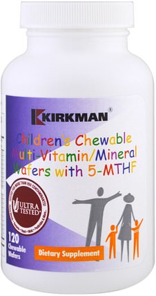 Childrens Chewable Multi-Vitamin/Mineral Wafers With 5-MTHF, 120 Chewable Wafers by Kirkman Labs, 維生素，兒童多種維生素 HK 香港