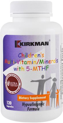 Childrens Multi Vitamin/Minerals with 5-MTHF, 120 Capsules by Kirkman Labs, 維生素，兒童多種維生素 HK 香港