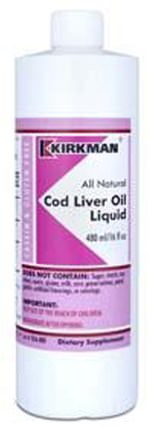Cod Liver Oil Liquid, Unflavored, 16 fl oz (473 ml) by Kirkman Labs, 補充劑，efa omega 3 6 9（epa dha），魚肝油，魚肝油液 HK 香港