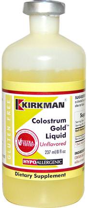 Colostrum Gold Liquid, Hypoallergenic, Unflavored, 8 fl oz (237 ml) by Kirkman Labs, 補品，牛製品，初乳，健康 HK 香港
