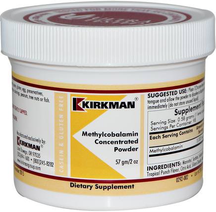 Methylcobalamin Concentrated Powder, 2 oz (57 g) by Kirkman Labs, 維生素，維生素b，維生素b12，維生素b12 - 甲基鈷胺素 HK 香港