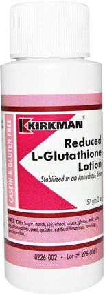 Reduced L-Glutathione Lotion, 2 oz (57 g) by Kirkman Labs, 補充劑，l穀胱甘肽，潤膚露 HK 香港