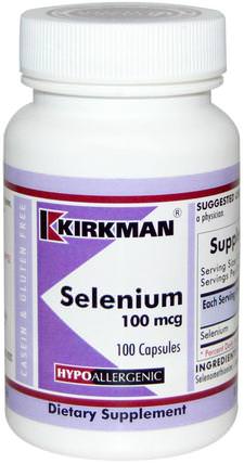 Selenium, 100 mcg, 100 Capsules by Kirkman Labs, 補充劑，抗氧化劑，硒 HK 香港