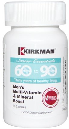 Senior Essentials 60 to 90 Years, Mens Multi-Vitamin & Mineral Boost, 60 Capsules by Kirkman Labs, 維生素，多種維生素 - 老年人，男性多種維生素 HK 香港