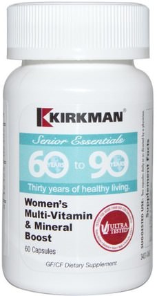 Senior Essentials 60 to 90 Years, Womens Multi-Vitamin & Mineral Boost, 60 Capsules by Kirkman Labs, 維生素，女性多種維生素 HK 香港