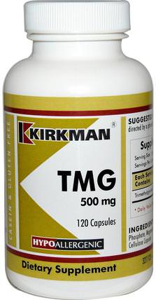TMG (Trimethylglycine), 500 mg, 120 Capsules by Kirkman Labs, 補充劑，tmg（無水甜菜鹼），健康，情緒 HK 香港