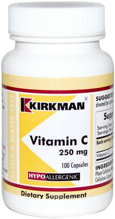 Vitamin C, 250 mg, 100 Capsules by Kirkman Labs, 維生素，維生素c HK 香港