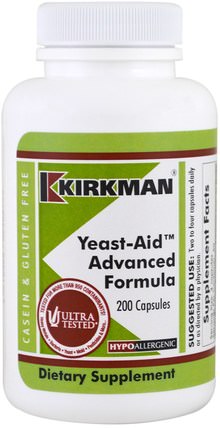 Yeast-Aid Advanced Formula, 200 Capsules by Kirkman Labs, 補品，順勢療法婦女，健康，念珠菌，真菌酵母 HK 香港