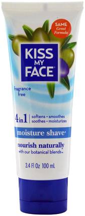 4 in 1 Moisture Shave, Fragrance Free, 3.4 fl oz (100 ml) by Kiss My Face, 洗澡，美容，剃須膏 HK 香港