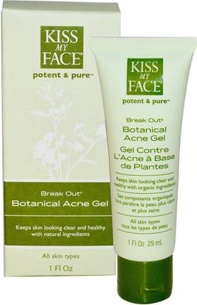 Break Out, Botanical Acne Gel, 1 fl oz (29 ml) by Kiss My Face, 美容，痤瘡外用產品，面部護理 HK 香港