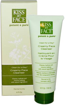 Clean For A Day, Creamy Face Cleanser, 4 fl oz (118 ml) by Kiss My Face, 美容，面部護理，潔面乳，皮膚類型中性至乾性皮膚 HK 香港