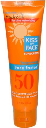Face Factor, Face + Neck, 50 SPF, Sunscreen, 2 fl oz (59 ml) by Kiss My Face, 浴，美容，防曬霜，spf 50-75 HK 香港