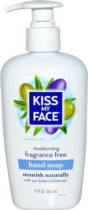 Moisturizing Hand Soap, Fragrance Free, 9 fl oz (266 ml) by Kiss My Face, 洗澡，美容，肥皂 HK 香港